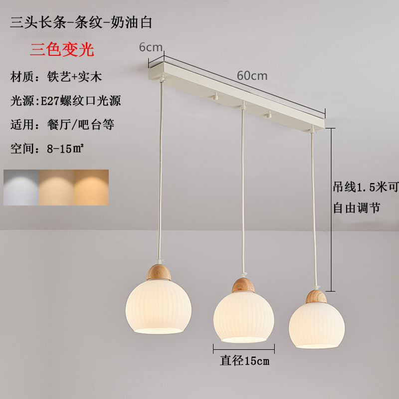 French Cream Wind Pumpkin Chandelier Designer Bar Lighting Simple Modern Creative Dining Table Art Restaurant Lights