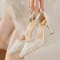 2026 new summer mesh bridal shoes women's wedding shoes one-strap high heel sandals