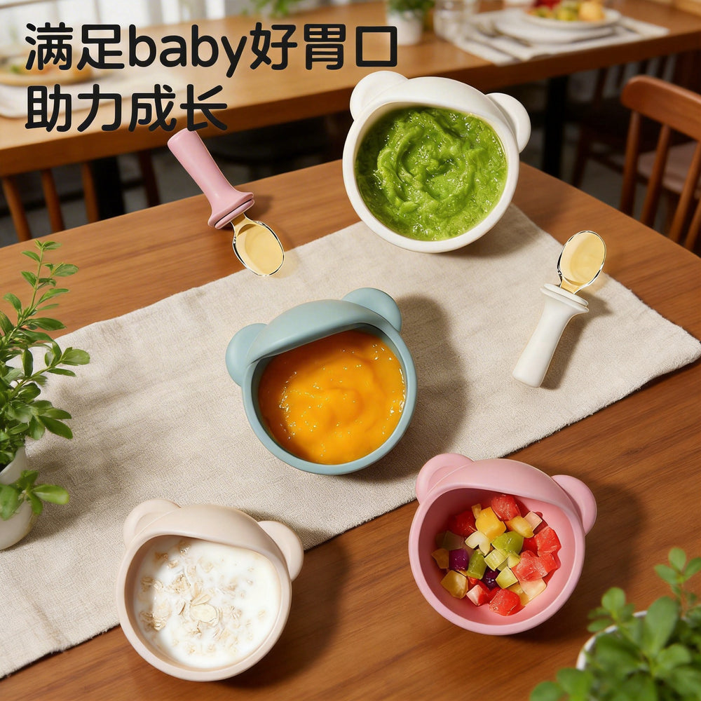 All-in-one baby feeding bowl set - anti-spill, non-slip silicone tableware for home use