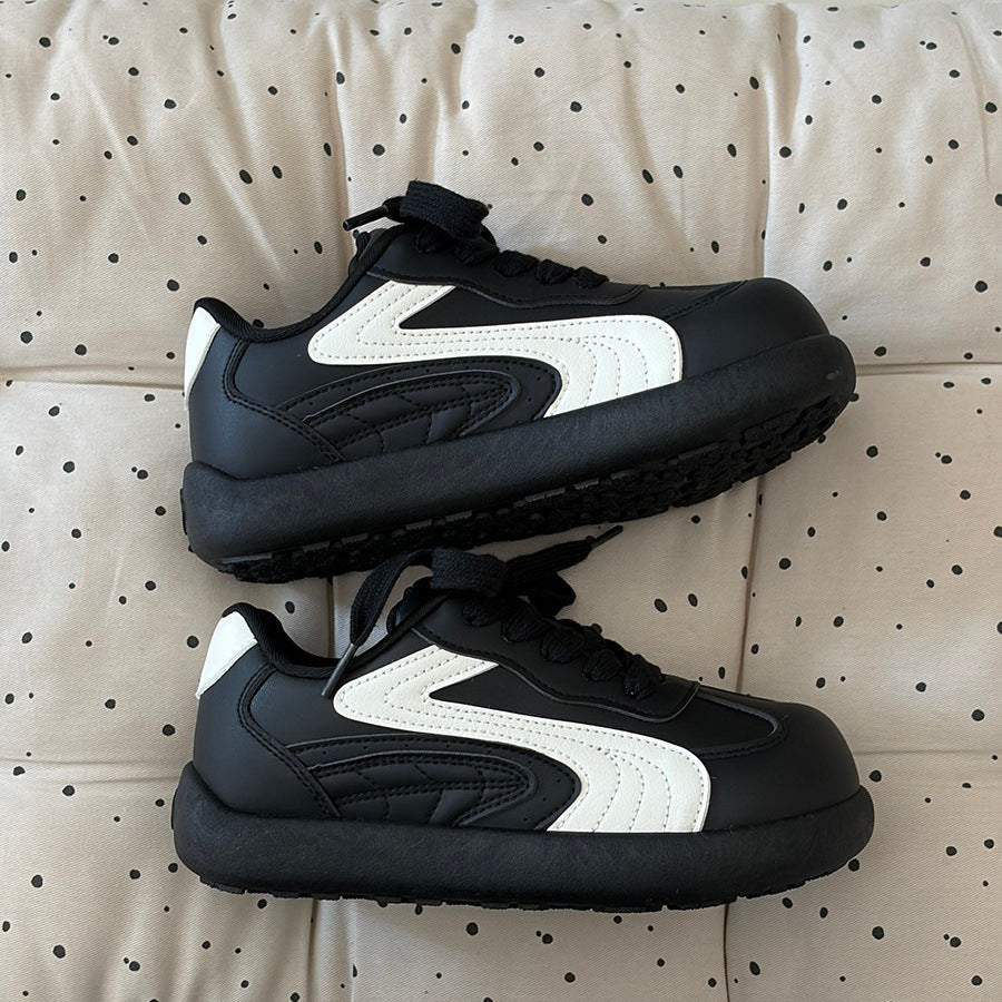 White shoes women's easiest for matchthick sole german training shoes 2026new arrivalspringniche style with color matching pants student sports casual shoes