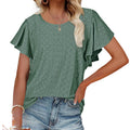 summer new arrival: cross-border european & american women's apparel -  style ladies' top - cutout waist, ruffle sleeve, casual t-shirt