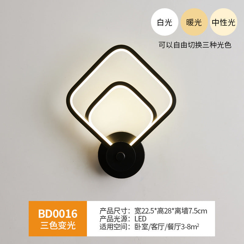 Wall lamp bedroom bedside wall lamp Nordic led living room modern simple background light creative corridor aisle lamp