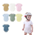 Baby short-sleeve romper - lightweight summer bodysuit for newborns, unisex, snap-crotch, triangle design, printed -  collection