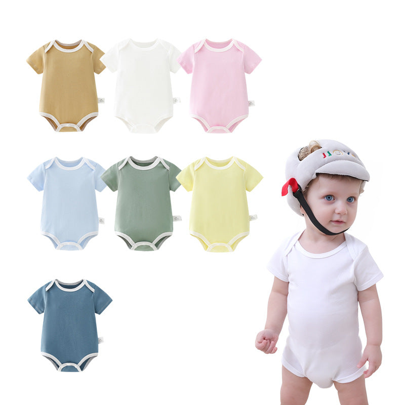 Triangle romper baby short sleeve bodysuit thin summer unisex newborn snap-crotch outfit solid color