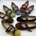 Export autumnew arrival square toe one-piece buckle flat heel shoes cross-border large size bows women's single shoes wholesale