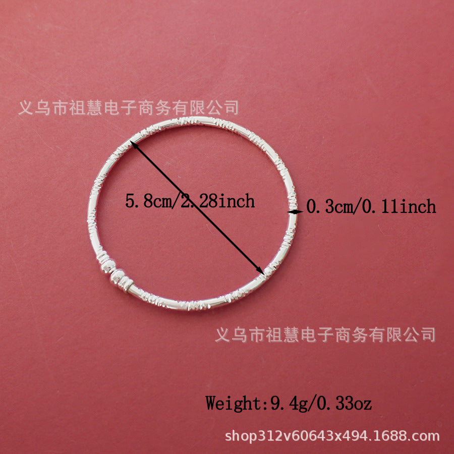 middle east silver beaded bracelet - elegant and stylish embossed pattern adjustable bangle - fashion accessory