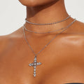 Wholesale diamond-studded cross necklace - european & american style, trendy alloy pendant, accessible luxury, unique & versatile jewelry for women