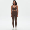 New arrival cross-border seamless pure color tight sexy cross-shaped yoga suit running fitness two-piece set