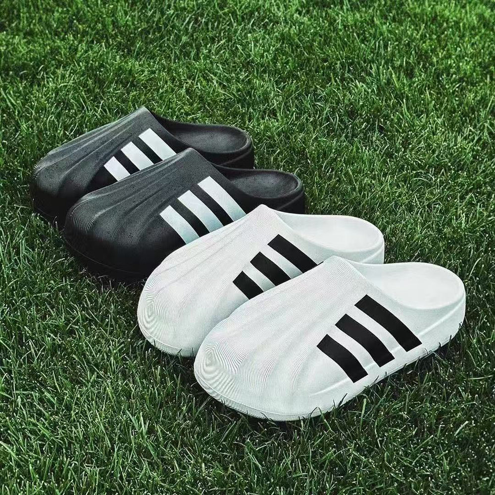 Step on shit feeling summer half drag shell toe half bag pvc toe cap slippers for men and women same style black and white trendyeasiest for matchoutwearins