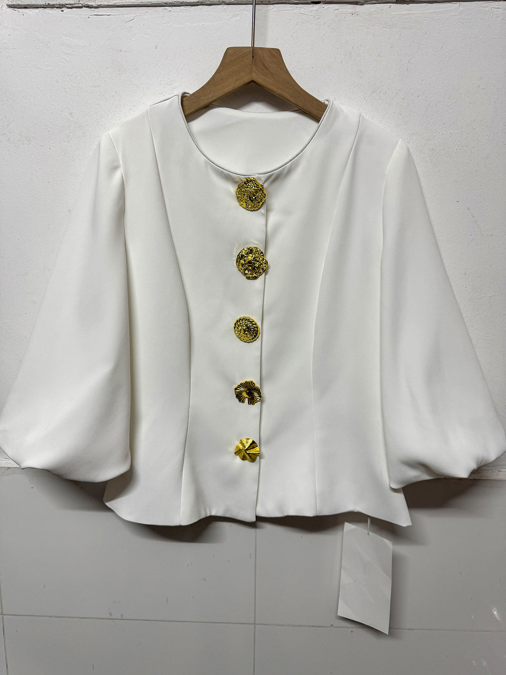 Retro style round neck woolenoutwear women's medium longwoolen metal button waist elegantwork clothing light mature style coat