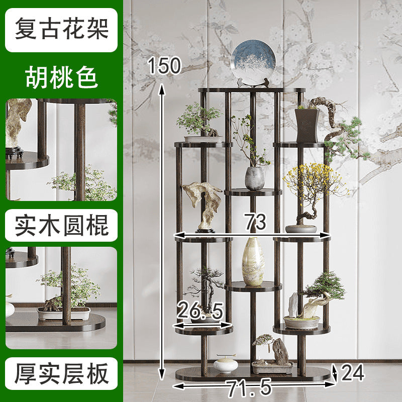 Flower stand living room floor-standing flower stand storage rack balcony flower pot bracket chinoiserie ornament rack green plant display rack