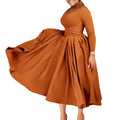 D454  foreign trade women's new fashion high neck elegant beaded flared dress fitted waist african dress