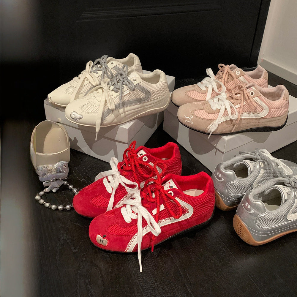 Apple shoes versatile niche retro german army trainers women's 2026 spring/autumn new breathable casual sneakers white shoes trendy