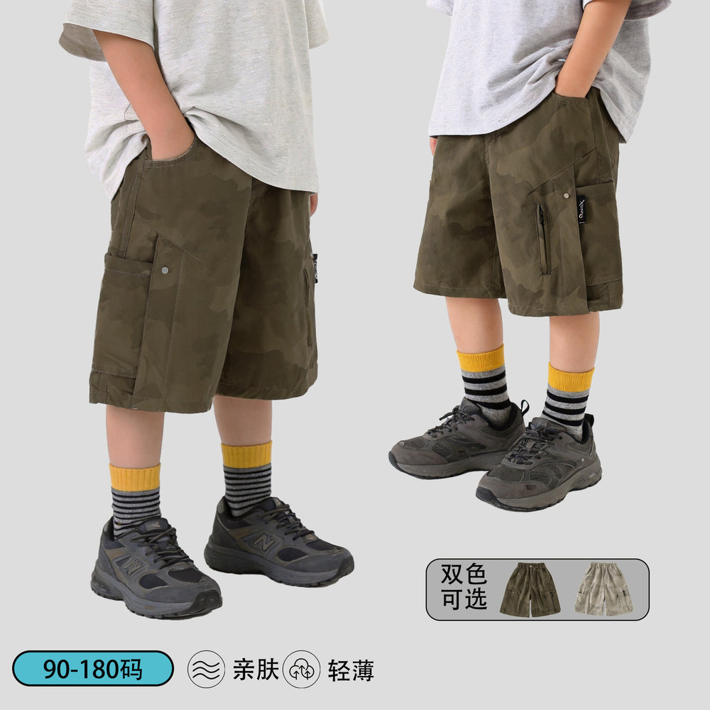 【cool ice touch】 summer new classic camo cargo shorts - multi-pocket, loose fit, lightweight for kids - 2624