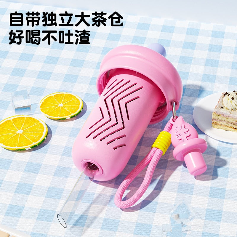New tritan baby-grade high-temperature resistant plastic cup - student water bottle, portable and shatterproof fruit tea cup for summer school
