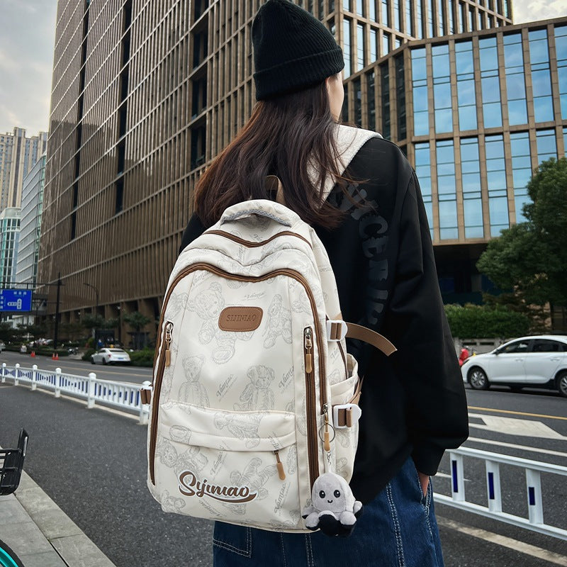 Simple and versatile ins campus style backpack female solid color large capacity high school student schoolbag travel computer backpack