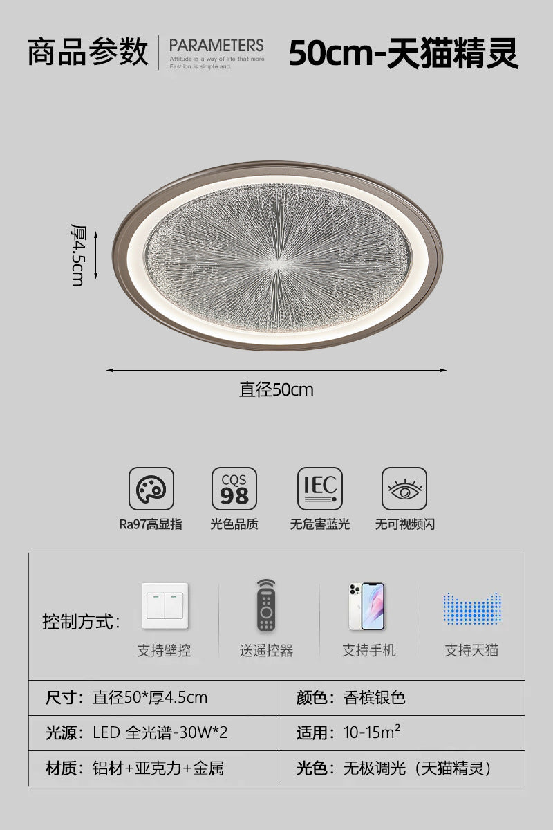 Bedroom ceiling light 2025 new modern simple light luxury high-end designer eye protection room master bedroom lighting