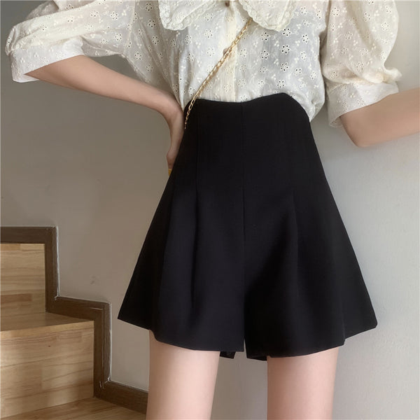 Fat mm large size casual shorts women's spring and summer new high waist and thin A-shaped wide leg pants versatile fashion bud pants