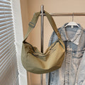 Large capacity fashion casual canvas bag women's versatile minimalist solid color student school crossbody bag lightweight shoulder bag