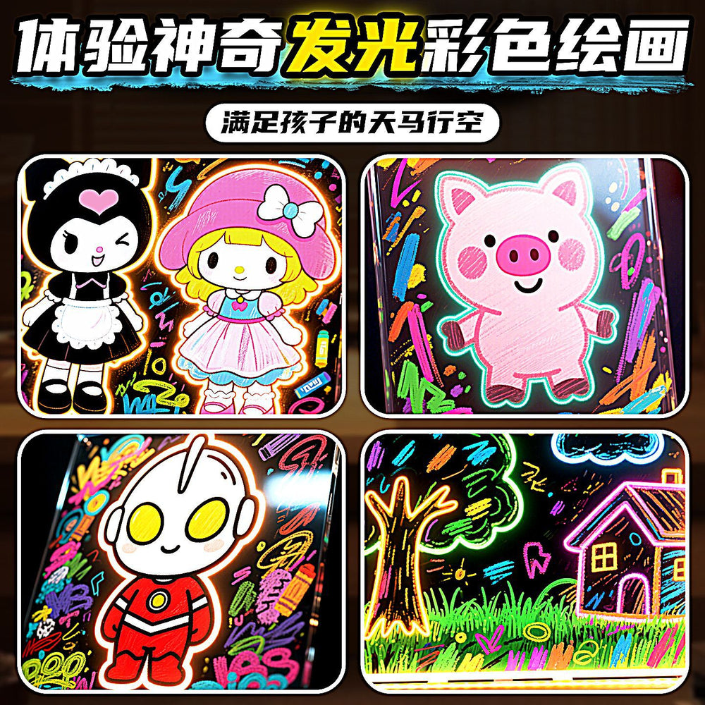 Diy erasable children's drawing board writing board stand-up fluorescent board home led light graffiti painting board small blackboard