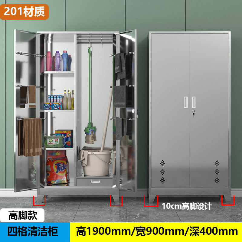 Stainless steel cleaning cabinet household school hygiene cleaning cabinet classroom balcony mop broom tool storage cabinet