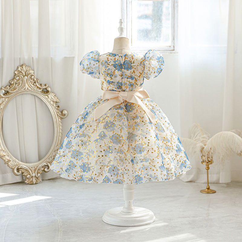 New arrival: girls' printed chiffon bowknot tutu dress - perfect for little misses! (cross-border e-commerce)