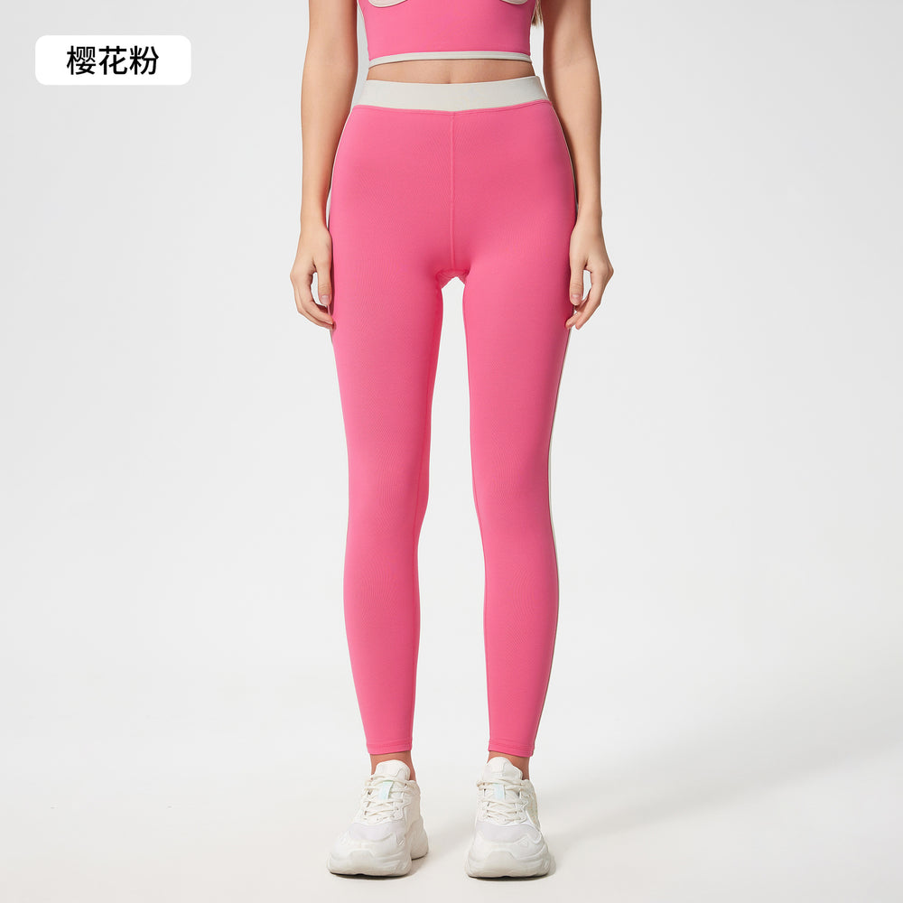 Contrast color sports tennis skirt yoga suit women's high intensity bubble wrap vest women's nude butt lift fitness nine-point pants