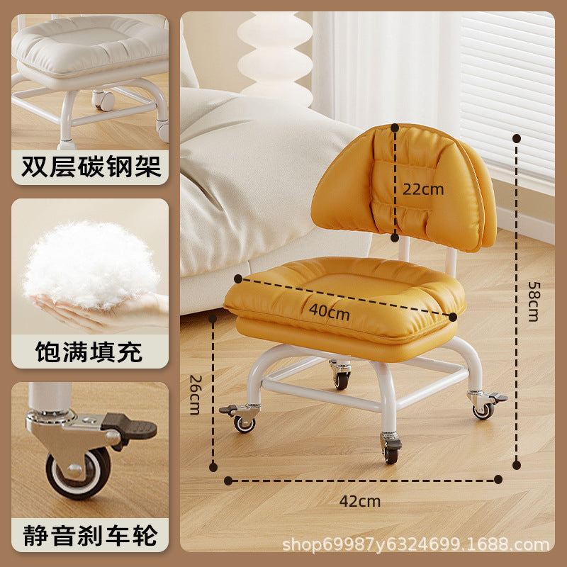 Raised universal wheel, small stool, silent backrest chair, pulley, low stool with baby bench, beautiful seam stool, shoe change household