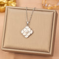 8442 pearl white four-leaf clover steel necklace