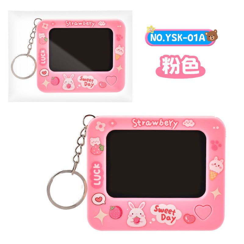 Cartoon kids toy keychain lcd writing tablet gift toy doodle blackboard student bag charm