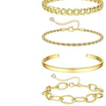 Hot-selling european and american cross-border fashion: new punk hip-hop style statement bracelet bangle set - 4 piece combo