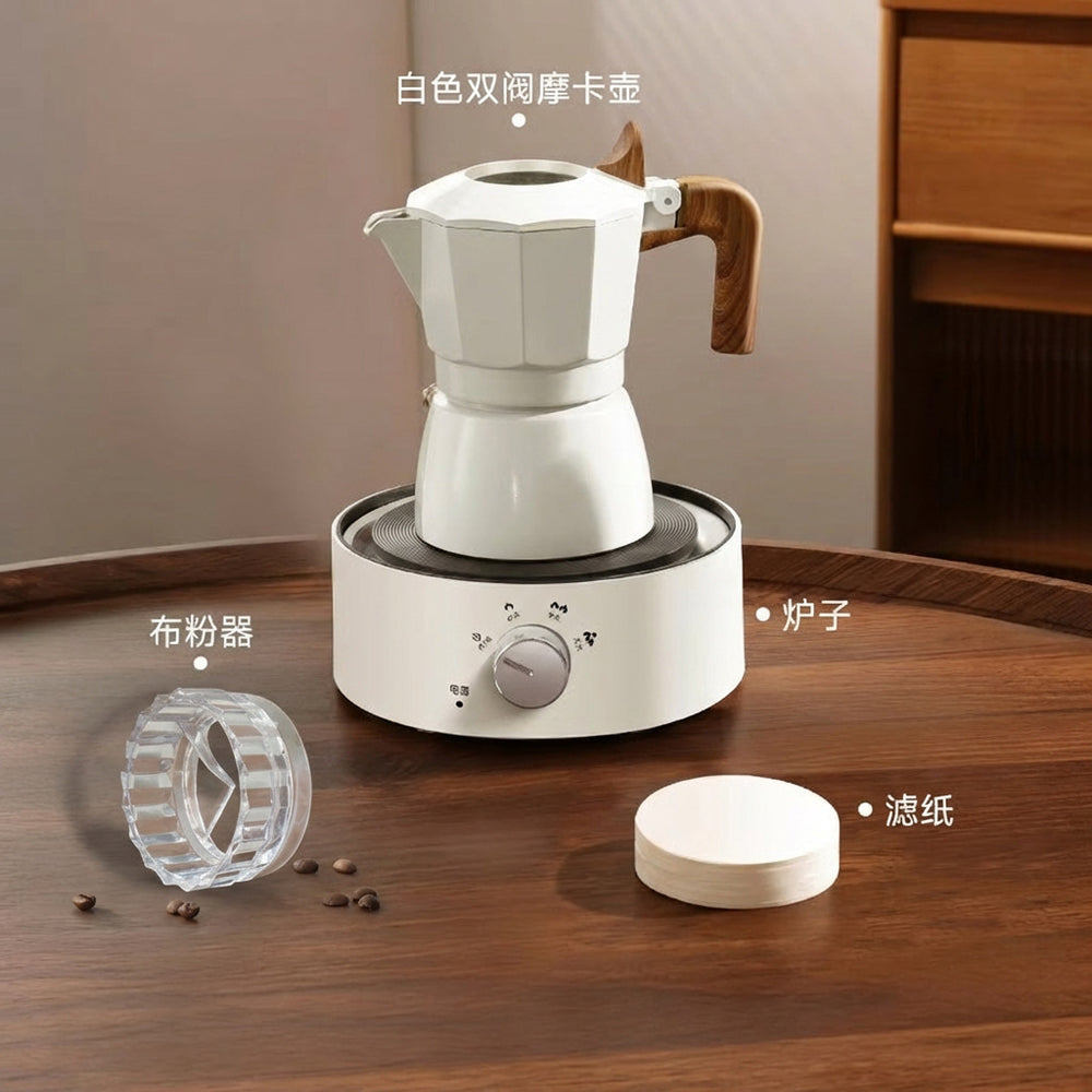 New double valve moka pot italian espresso coffee maker outdoor coffee brewing moka pot espresso coffee maker - export quality