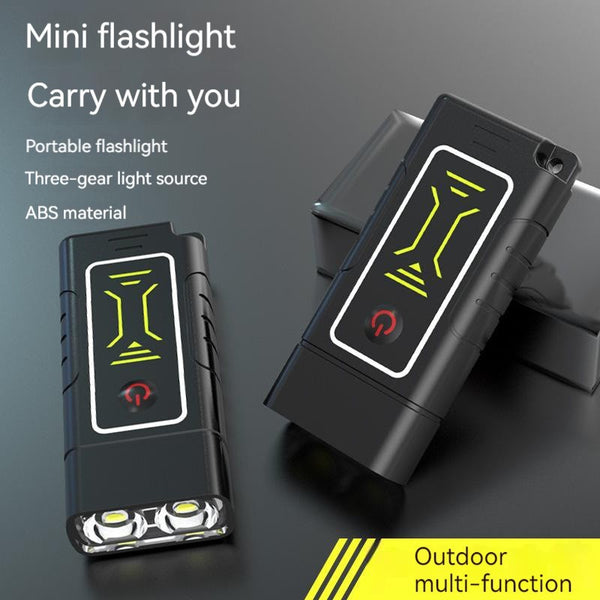 Mini Multifunctional Double Light Flashlight Life Waterproof Compact Lightweight Cycle Charging Outdoor Camping Strong Light Long Distance Shot