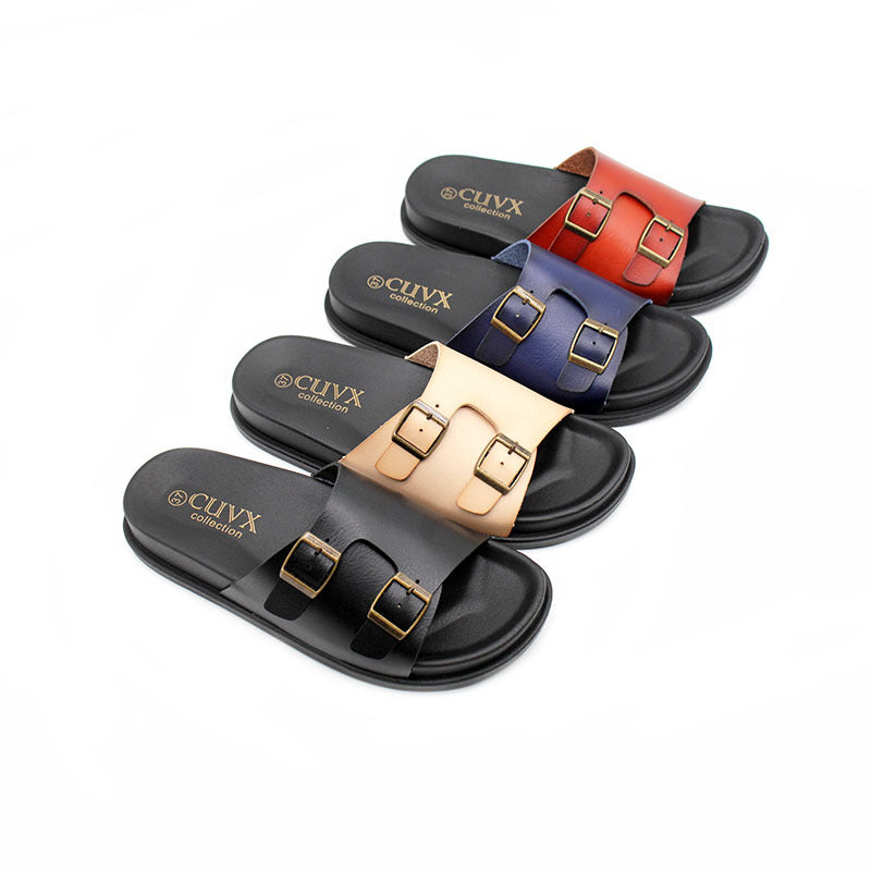 Wholesale fashion slippers  fashion leather buckle platform women's slippers non-slip craft shoes