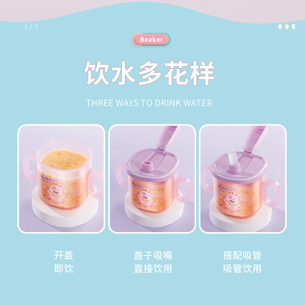 Kids' milk cup, big baby bottle, straw cup, plastic cartoon drinking cup, learning cup, direct drinking cup, milk cup, drop-proof