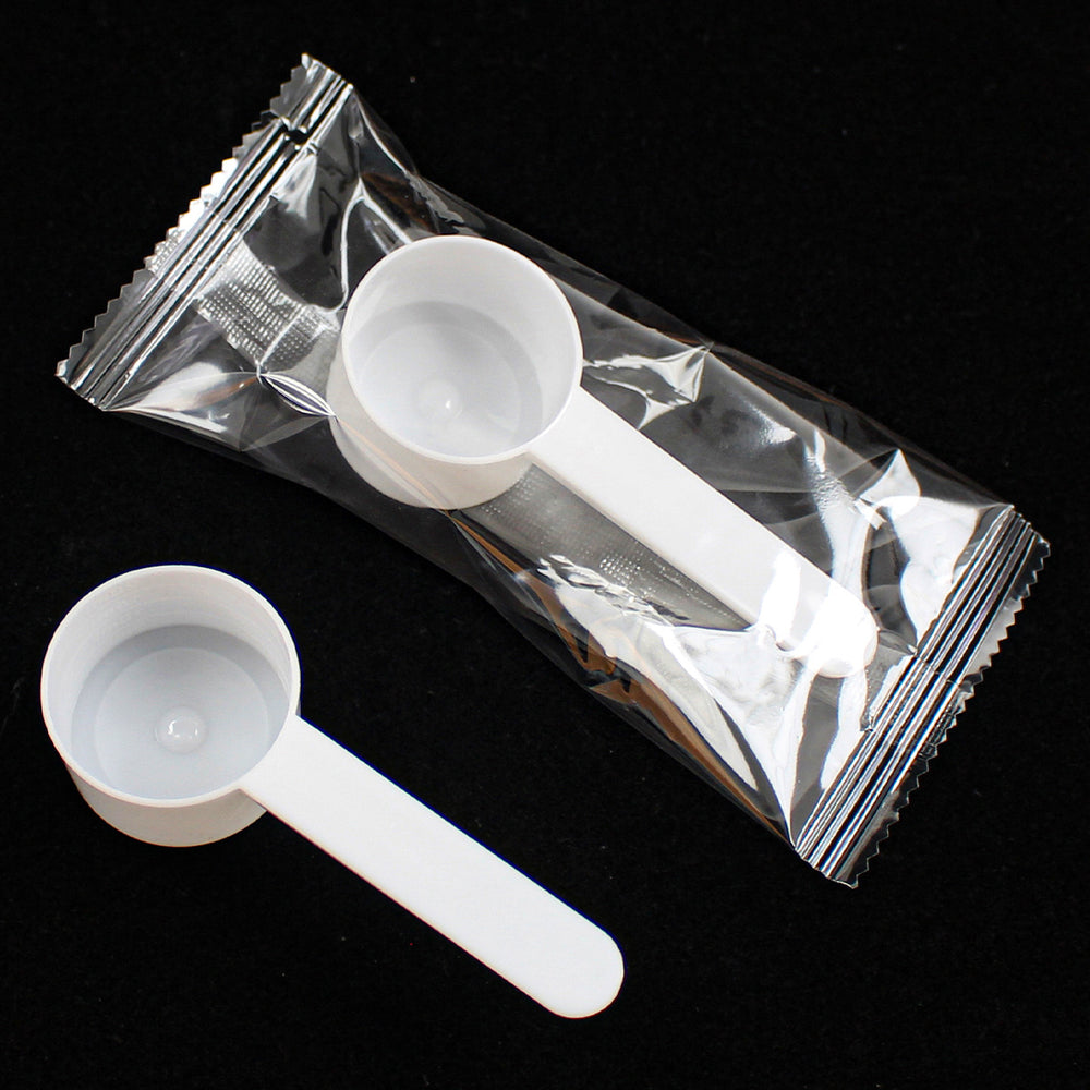 Individually wrapped 20ml plastic measuring spoons - ideal for masks, powders, feed, fertilizer, pesticides, and measuring water (20g capacity)