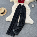 American style women's summer outfit: sexy & spicy letter embroidered sleeveless bandeau top with high-waisted denim wide-leg casual pants