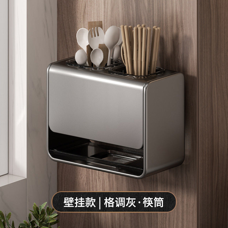 Kitchen chopstick tube rack non-punching wall-mounted wall drain acrylic chopstick cage chopstick basket storage box knife holder