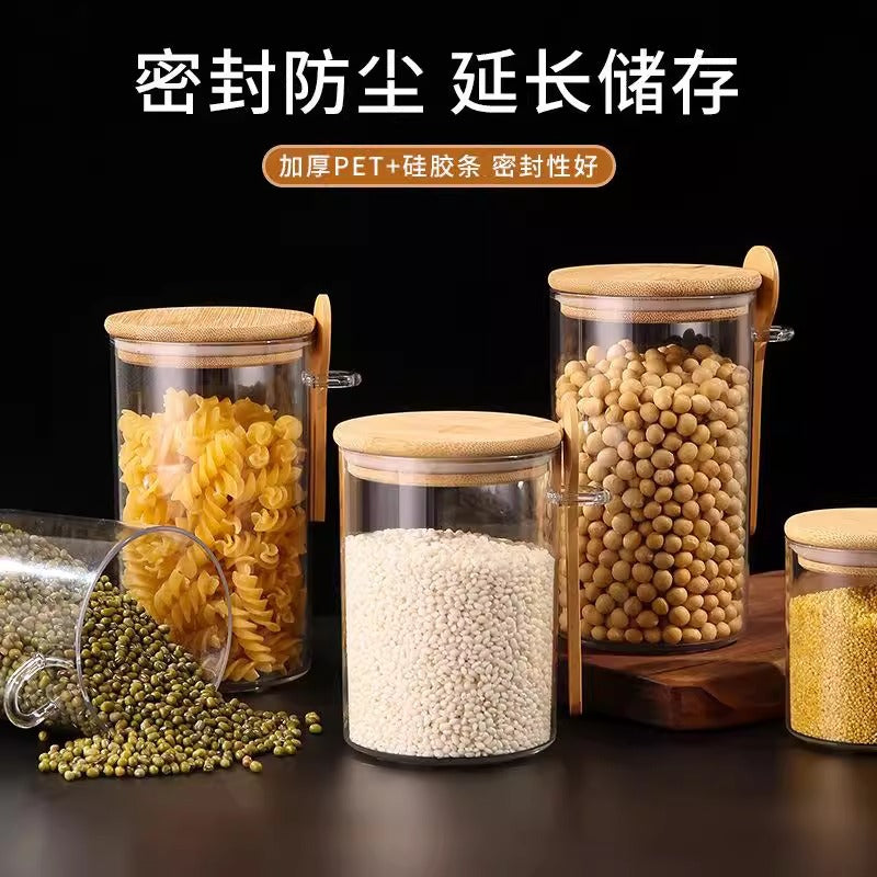Glass airtight jars for dried fruits, seasonings, and kitchen storage – tea, spice, and grain containers – transparent storage jars