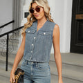 Fashion cross-border foreign trade women's clothing  independent station new washed slim-fitting denim vest vest vest tops