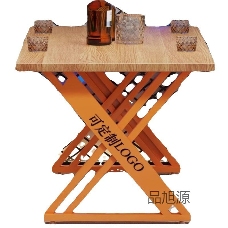 American cafe industrial style wrought iron table and chair combination leisure bar commercial barbecue hot pot shop solid wood dining table and chair