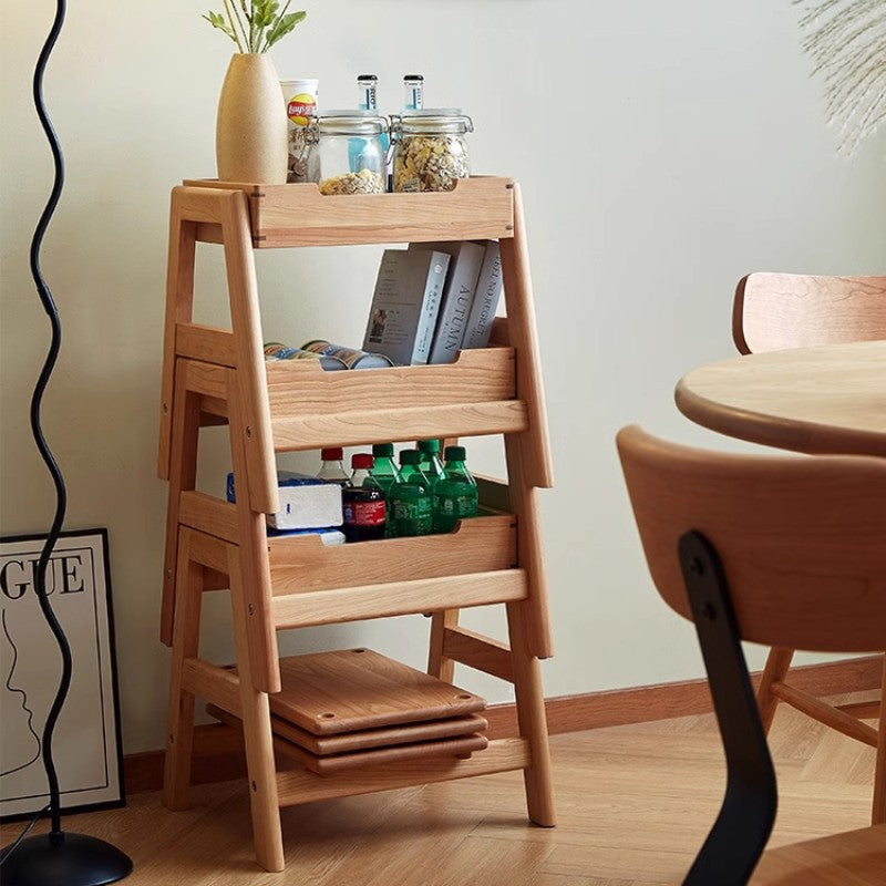 Cherry wood stool can be stacked Living room stool Multifunctional storage Solid wood low stool Shoe change stool Children's study stool