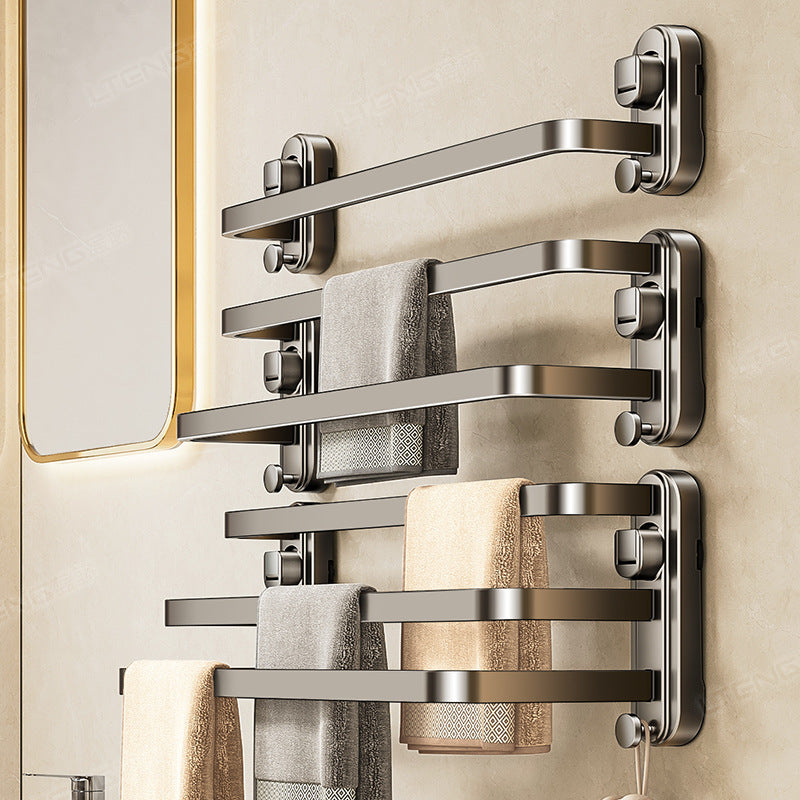 Strong suction cup type towel bar rack No punching toilet Bathroom wall hanging single and double three-layer bath towel storage rack