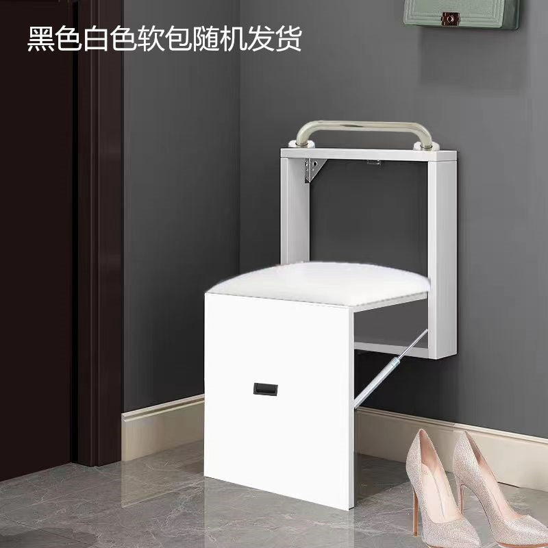 Folding shoe changing stool with soft bag, wall-mounted ultra-thin wall-mounted chair, invisible stool at the door, wall-mounted hidden stool