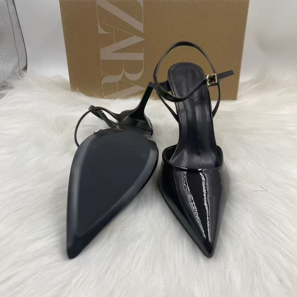 Za2025 spanish spring/summer off-white pointed-toe mules, stiletto heel closed-toe sandals, fairycore fashion