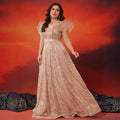 New european and american style sequin-embellished satin sleeveless v-neck a-line elegant evening prom gown dress