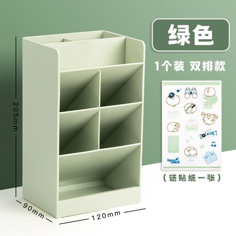 Deli Stationery Student Multi-layer Pen Holder Plastic Pen Holder Metal Grid Pen Holder Combination Storage Box Pen Insert