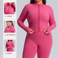 European and american style women's long-sleeved zip-up slim-fit quick-dry activewear jacket - autumn/winter plus size yoga outerwear