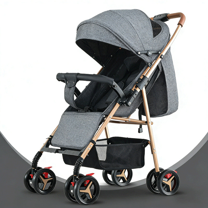 Baby stroller - lightweight, foldable, reclining, two-way, four-wheel pushchair - one-click fold - dropshipping available