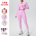 New women's seamless yoga set: quick-dry, breathable, three-piece activewear for outdoor leisure, running, training, and fitness